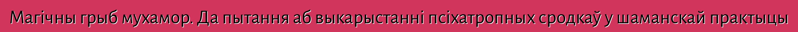 Магічны грыб мухамор. Да пытання аб выкарыстанні псіхатропных сродкаў у шаманскай практыцы