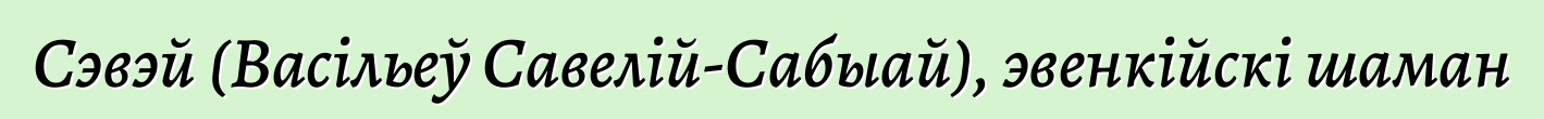 Сэвэй (Васільеў Савелій-Сабыай), эвенкійскі шаман