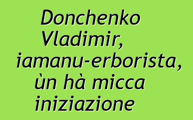 Donchenko Vladimir, sciamanu-erborista, ùn hà micca iniziazione