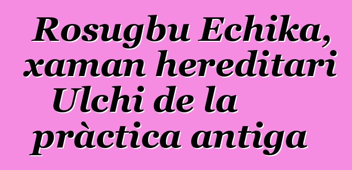 Rosugbu Echika, xaman hereditari Ulchi de la pràctica antiga