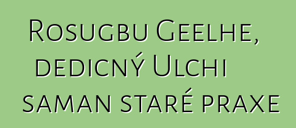 Rosugbu Geelhe, dědičný Ulchi šaman staré praxe