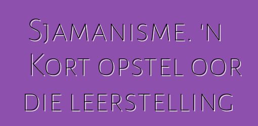 Sjamanisme. 'n Kort opstel oor die leerstelling