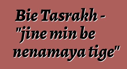 Bie Tasrakh - "jinɛ min bɛ ɲɛnamaya tigɛ"