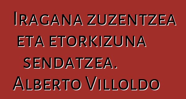 Iragana zuzentzea eta etorkizuna sendatzea. Alberto Villoldo