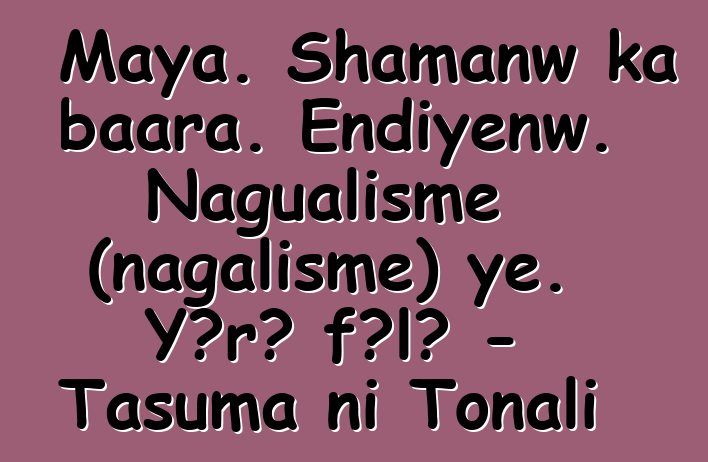 Maya. Shamanw ka baara. Ɛndiyɛnw. Nagualisme (nagalisme) ye. Yɔrɔ fɔlɔ - Tasuma ni Tonali