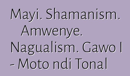 Mayi. Shamanism. Amwenye. Nagualism. Gawo I - Moto ndi Tonal