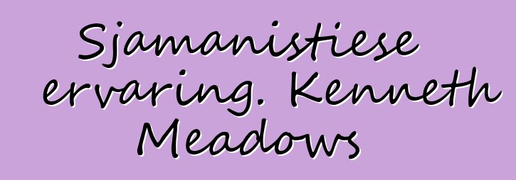 Sjamanistiese ervaring. Kenneth Meadows