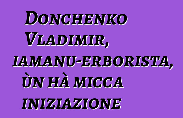 Donchenko Vladimir, sciamanu-erborista, ùn hà micca iniziazione