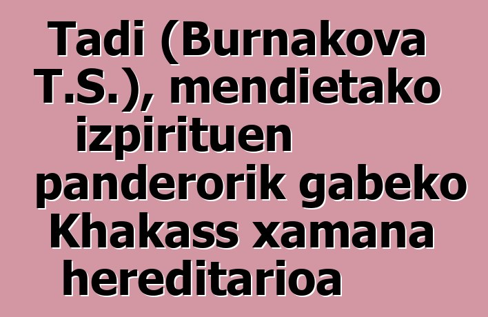 Tadi (Burnakova T.S.), mendietako izpirituen panderorik gabeko Khakass xamana hereditarioa