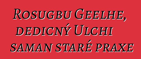 Rosugbu Geelhe, dědičný Ulchi šaman staré praxe