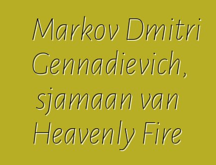 Markov Dmitri Gennadievich, sjamaan van Heavenly Fire