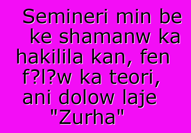 Seminɛri min bɛ kɛ shamanw ka hakilila kan, fɛn fɔlɔw ka teori, ani dolow lajɛ "Zurha"