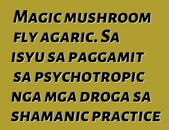 Magic mushroom fly agaric. Sa isyu sa paggamit sa psychotropic nga mga droga sa shamanic practice