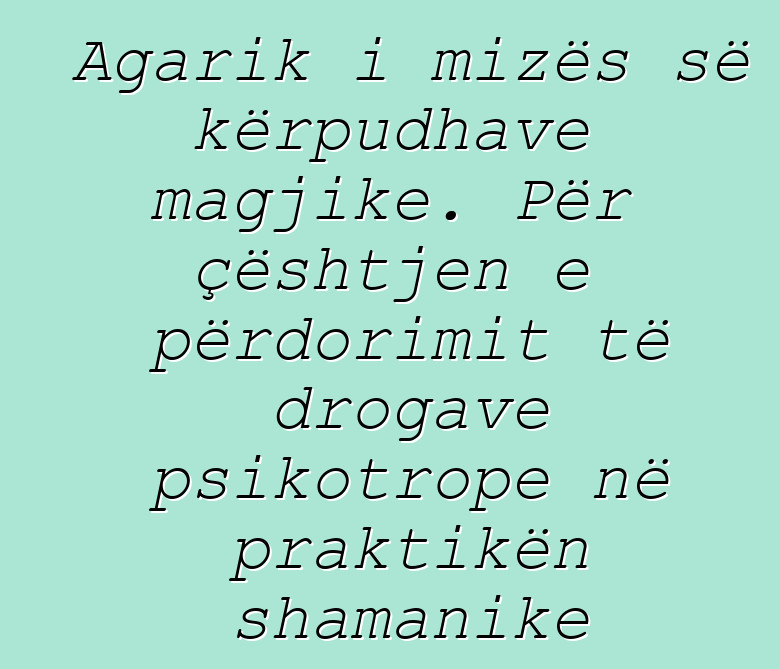 Agarik i mizës së kërpudhave magjike. Për çështjen e përdorimit të drogave psikotrope në praktikën shamanike