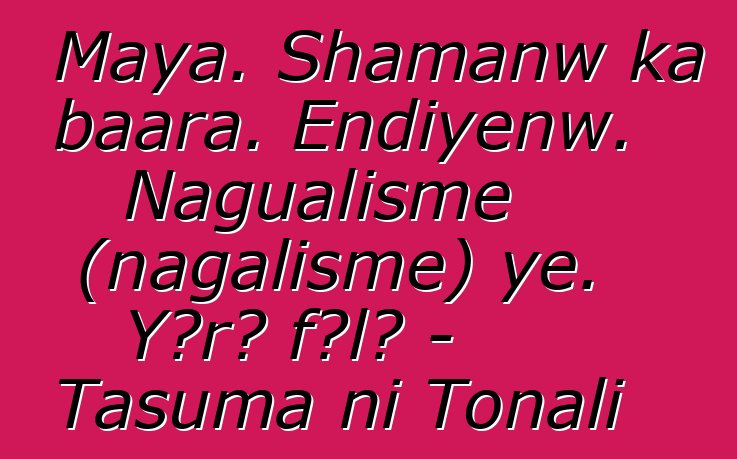 Maya. Shamanw ka baara. Ɛndiyɛnw. Nagualisme (nagalisme) ye. Yɔrɔ fɔlɔ - Tasuma ni Tonali