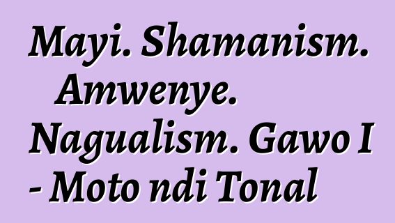 Mayi. Shamanism. Amwenye. Nagualism. Gawo I - Moto ndi Tonal