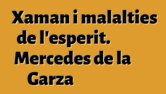 Xaman i malalties de l'esperit. Mercedes de la Garza