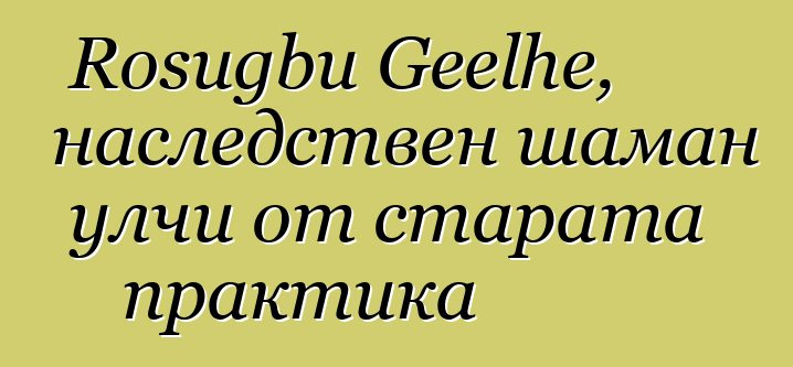 Rosugbu Geelhe, наследствен шаман улчи от старата практика