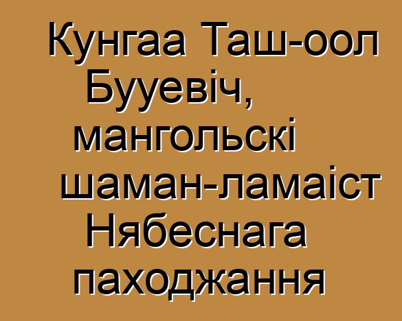 Кунгаа Таш-оол Бууевіч, мангольскі шаман-ламаіст Нябеснага паходжання