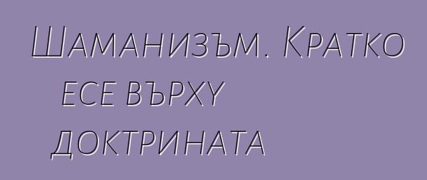 Шаманизъм. Кратко есе върху доктрината