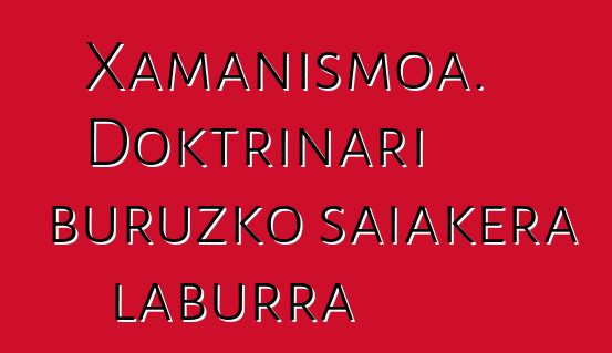 Xamanismoa. Doktrinari buruzko saiakera laburra