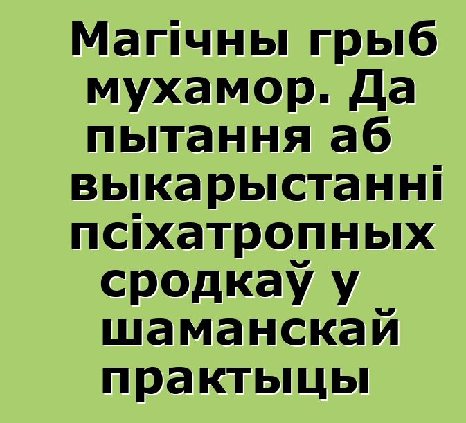 Магічны грыб мухамор. Да пытання аб выкарыстанні псіхатропных сродкаў у шаманскай практыцы