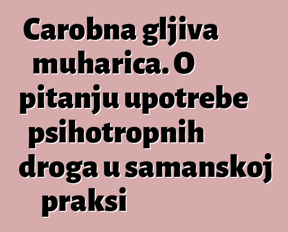 Čarobna gljiva muharica. O pitanju upotrebe psihotropnih droga u šamanskoj praksi