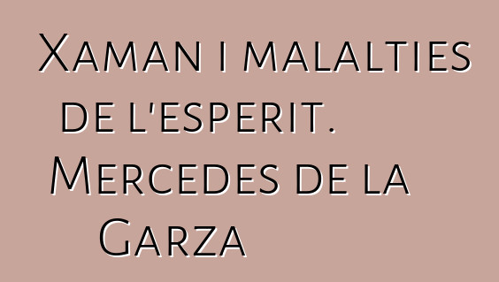 Xaman i malalties de l'esperit. Mercedes de la Garza