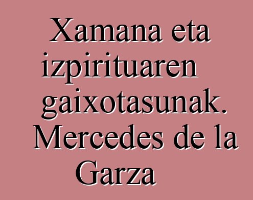 Xamana eta izpirituaren gaixotasunak. Mercedes de la Garza