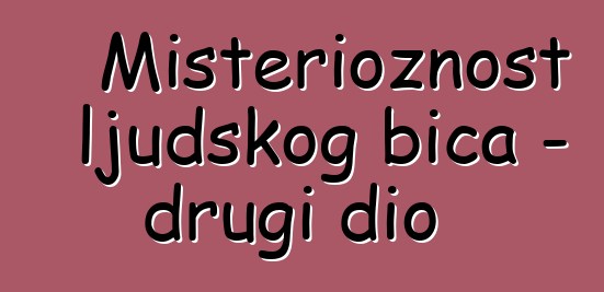 Misterioznost ljudskog bića - drugi dio